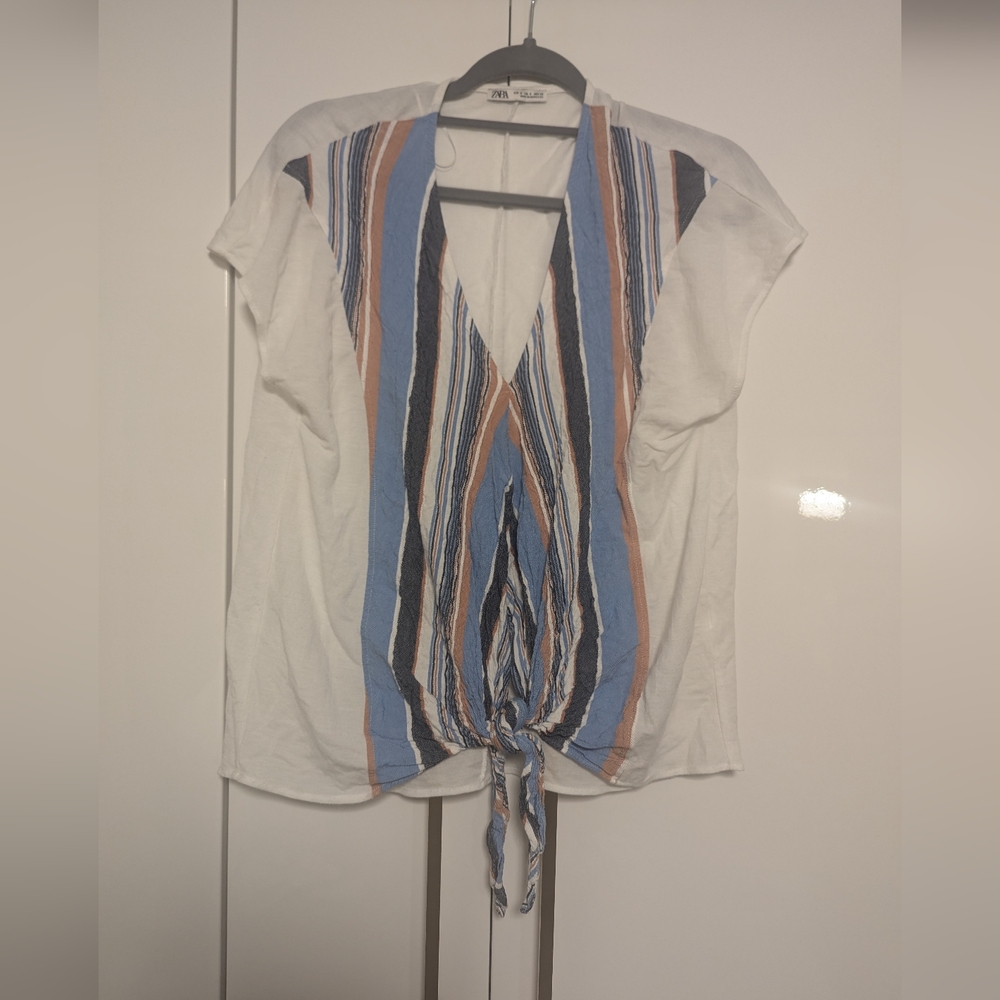 Zara Striped Tee With Bottom Knot